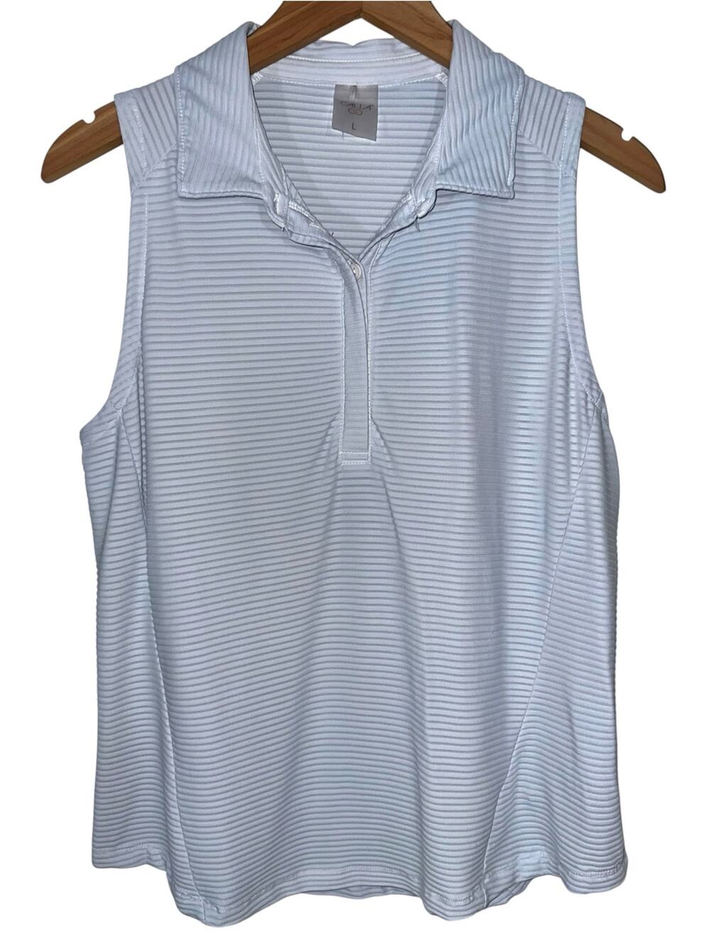Calia Light Blue Collared Renew Fairway Sleeveless Golf Polo Top Size L